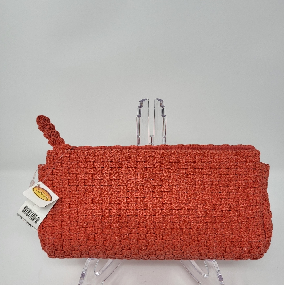 Talbots Women's Straw Cosmetic/ Pencil Case Orange Zippered Bag